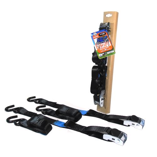 Popruh JUMBO 2 x 180cm s '' S '' háky / 600kg / black - určený pro převoz motocyklů